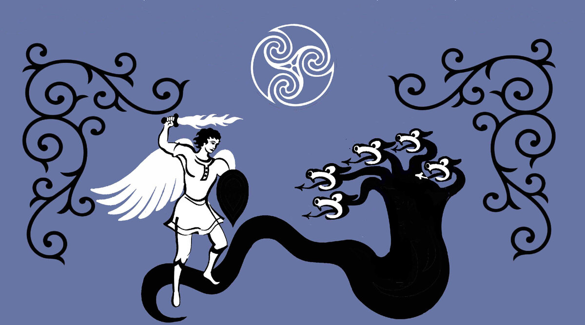 Яр сражается с драконицею. Рис. А. Асова