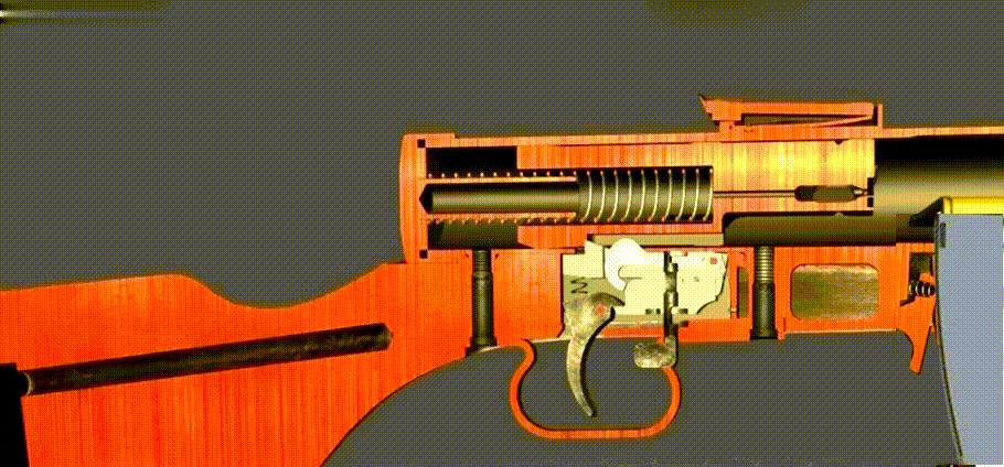 А здесь переводчик режима огня уже переключен на непрерывный огонь