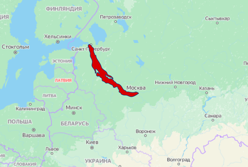 Как бы выглядел Байкал между Москвой и Петербургом. Картинка взята с канала Яндекс Дзен