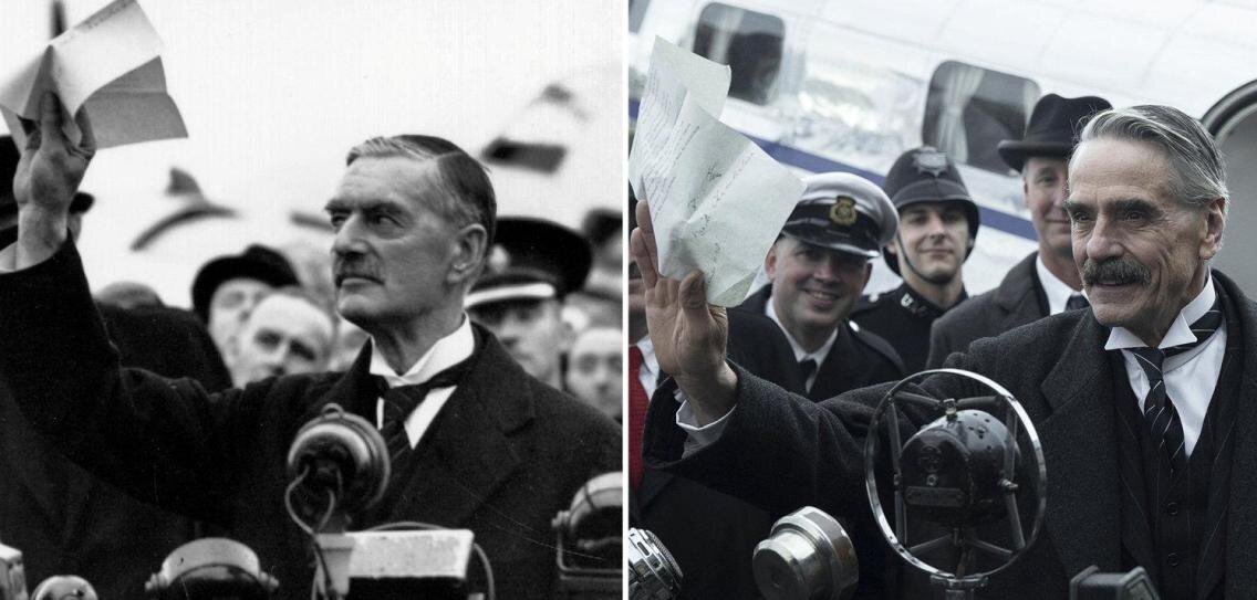 Самая известная сцена политической жизни Невилла Чемберлена — в оригинале и в экранизации Нетфликс «Мюнхен — В свете войны»