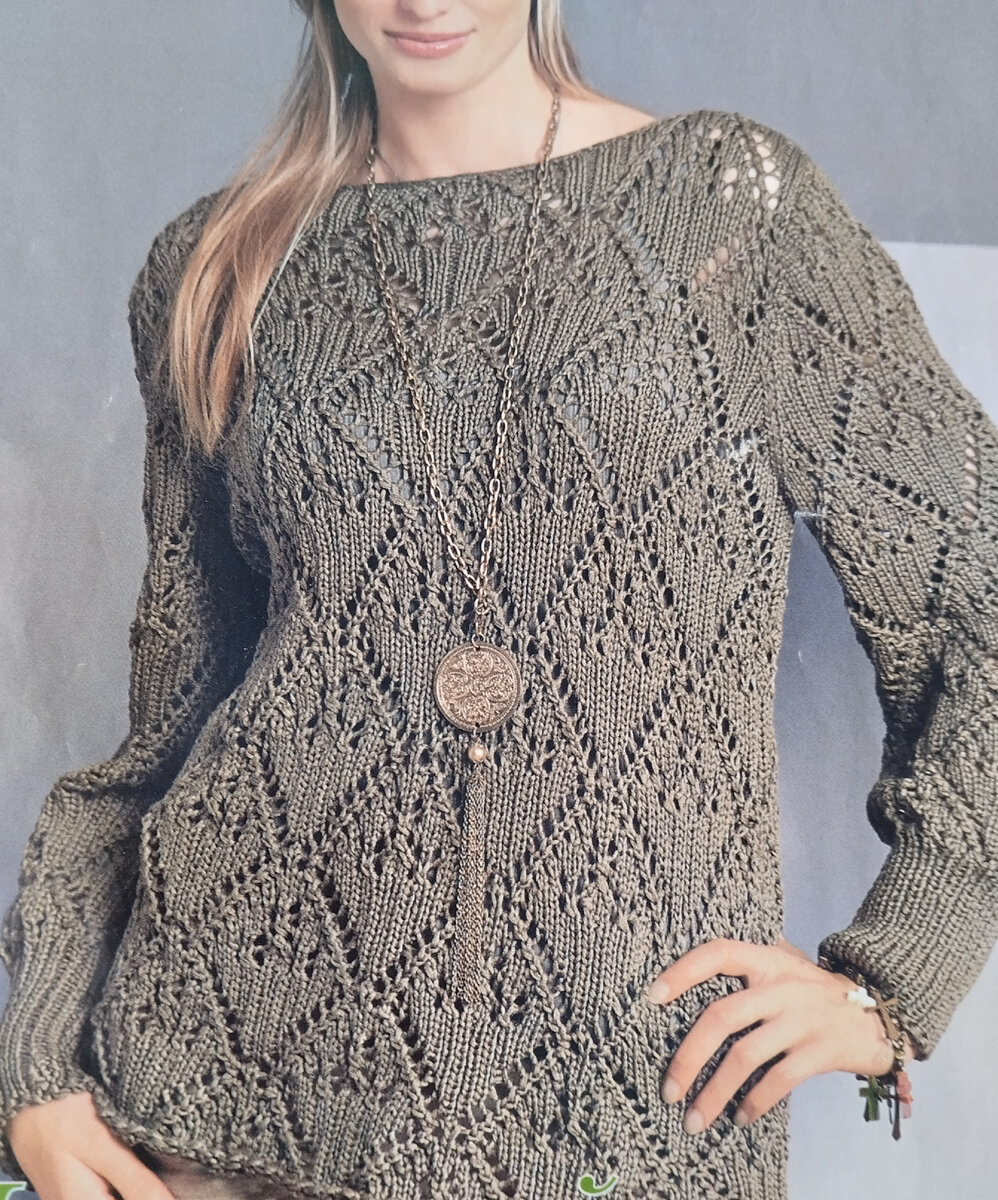 Пуловер цвета хаки