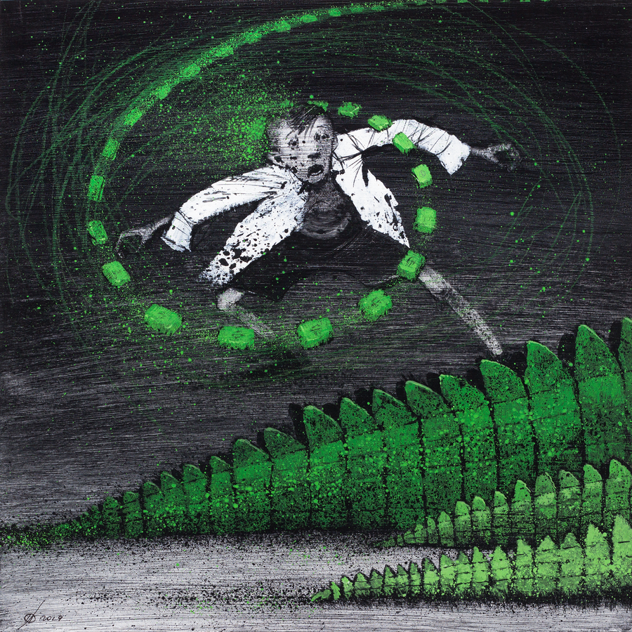 Игорь Олейников, 2019 бумага, гуашь, белила