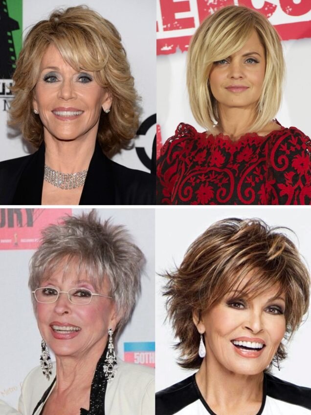 Такая стрижка отлично скрывает морщинки.