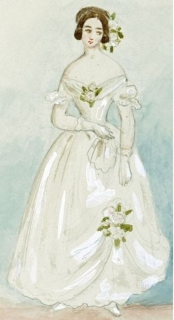 Эскиз наряда для подружки невесты, королева Виктория, 1839. Из Королевской коллекции