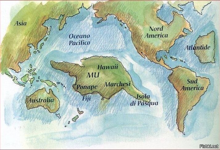 Предполагаемое местоположение легендарного материка Му (взято из открытых источников)