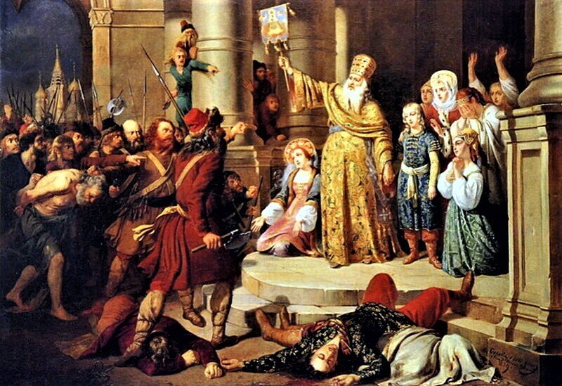 Царь Пётр Алексеевич во время стрелецкого бунта. Худ. О. Россиньон