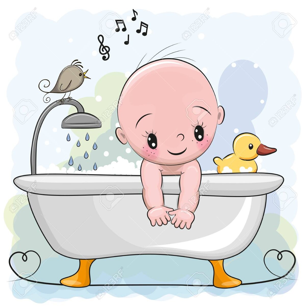 Ребенок в ванне вектор