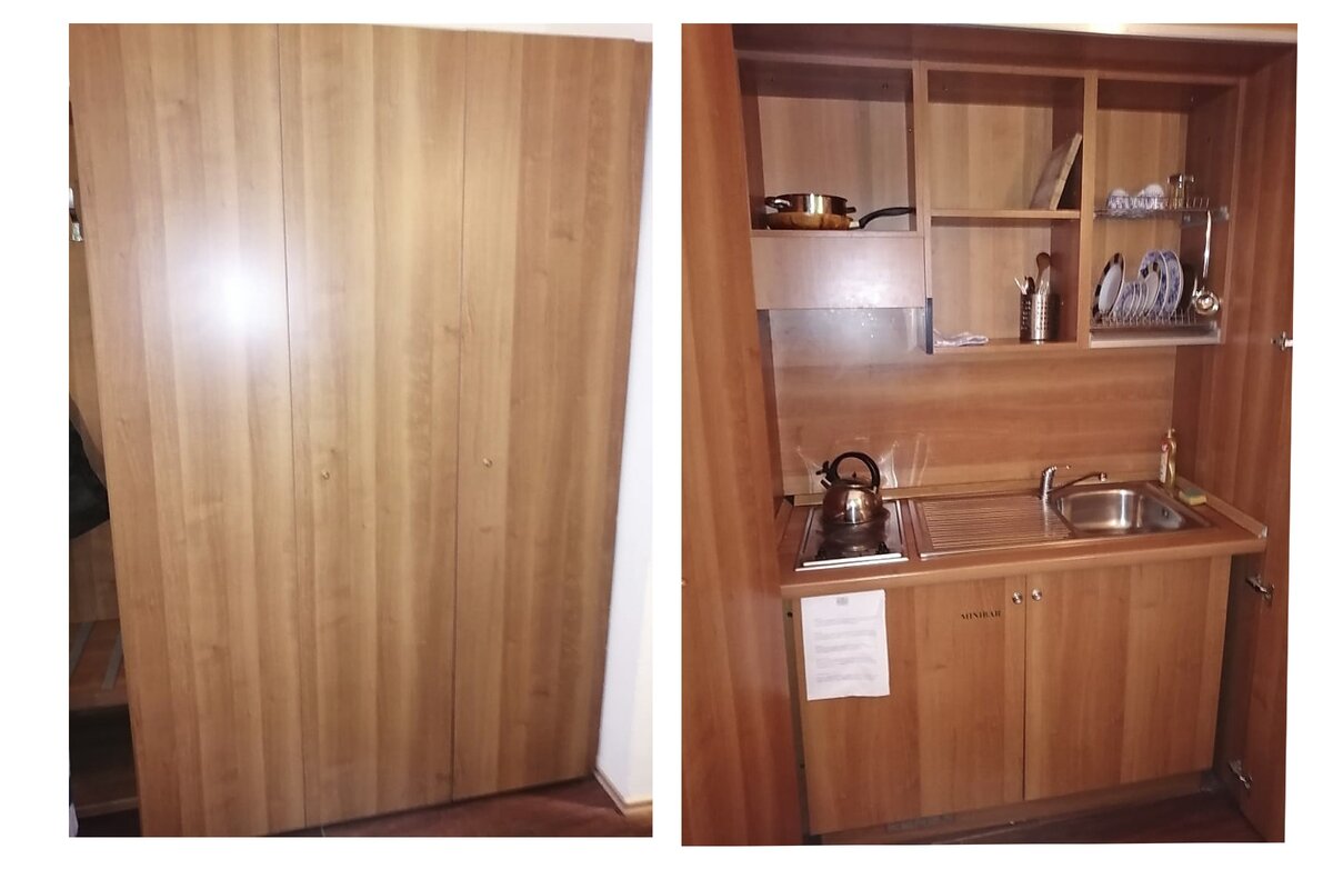 Думали шкафчик, оказалось кухня, дополнительный бонус в номере отеля.