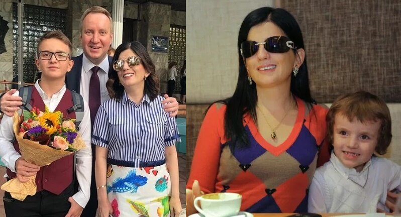 С мужем и сыном, разница снимков 8 лет, кадры взяты из открытых источников