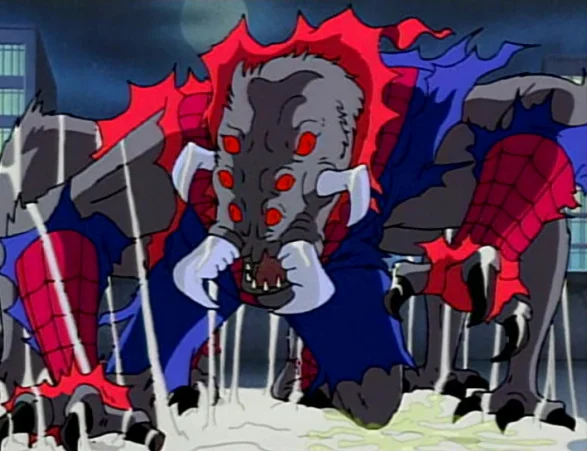 Думаю многие из нас запомнили образ реалистичного Человека-Паука из второго сезона. Многим детям он врезался так сильно в воспоминания что они спали с включенным светом. Не дай бог такого ночью увидеть.