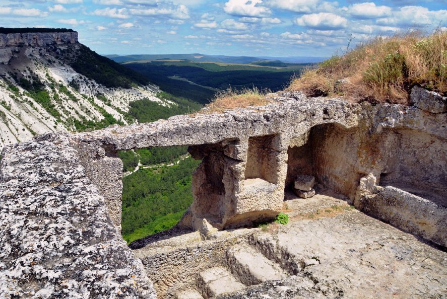 В пещерах.