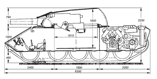 
Схема компоновки танка Т-54