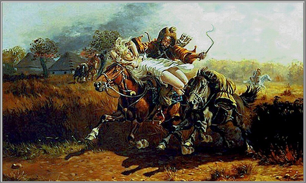 Татарин увозит малороссийскую пленницу.