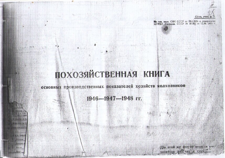 Похозяйственная книга за 1946-1948 г. с. Советка