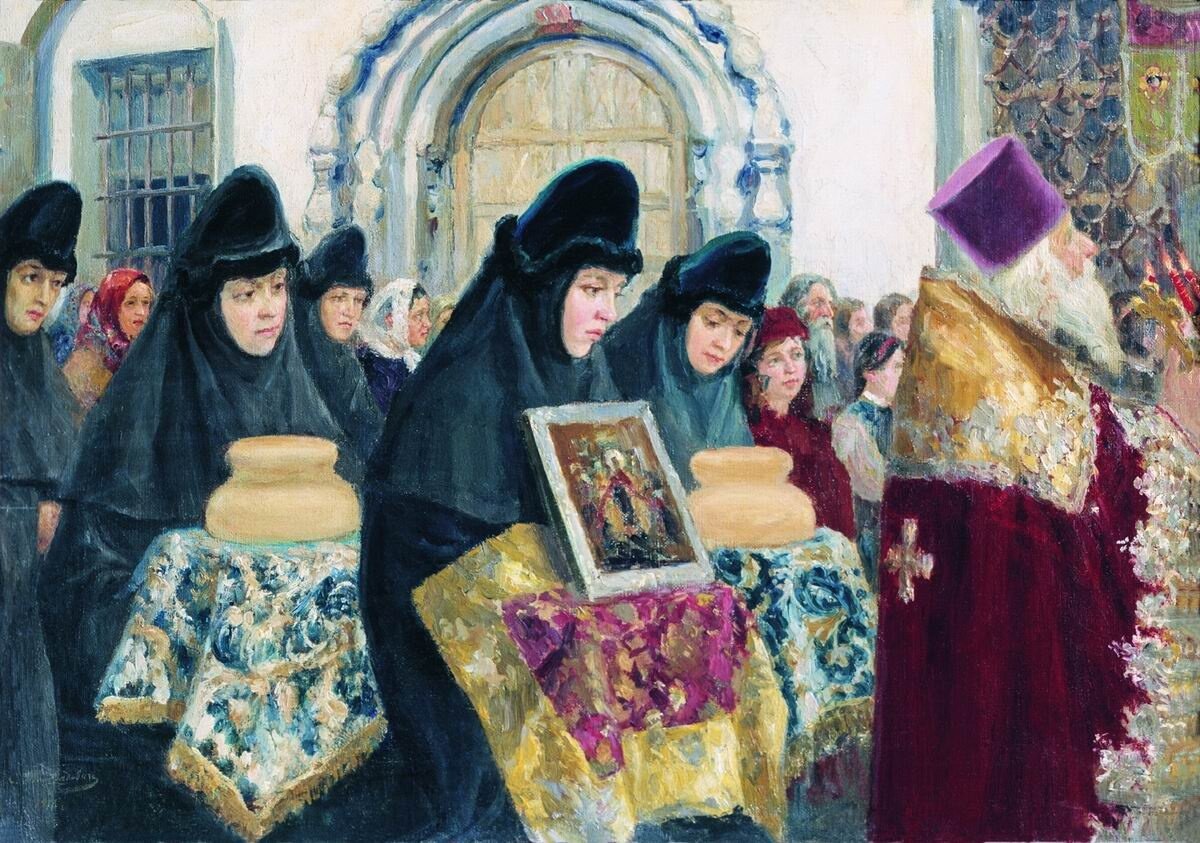 С.Д. Милорадович. Крестный ход на Пасху. 1916 г. Холст, масло. 49×73 см. Собрание Государственного музея истории религии
