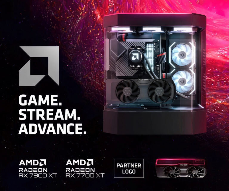 Radeon RX 7800 XT & 7700 XT teaser, Source: AMD