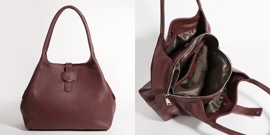 На фото: сумка Richet из натуральной кожи (арт. 2168 bordo).