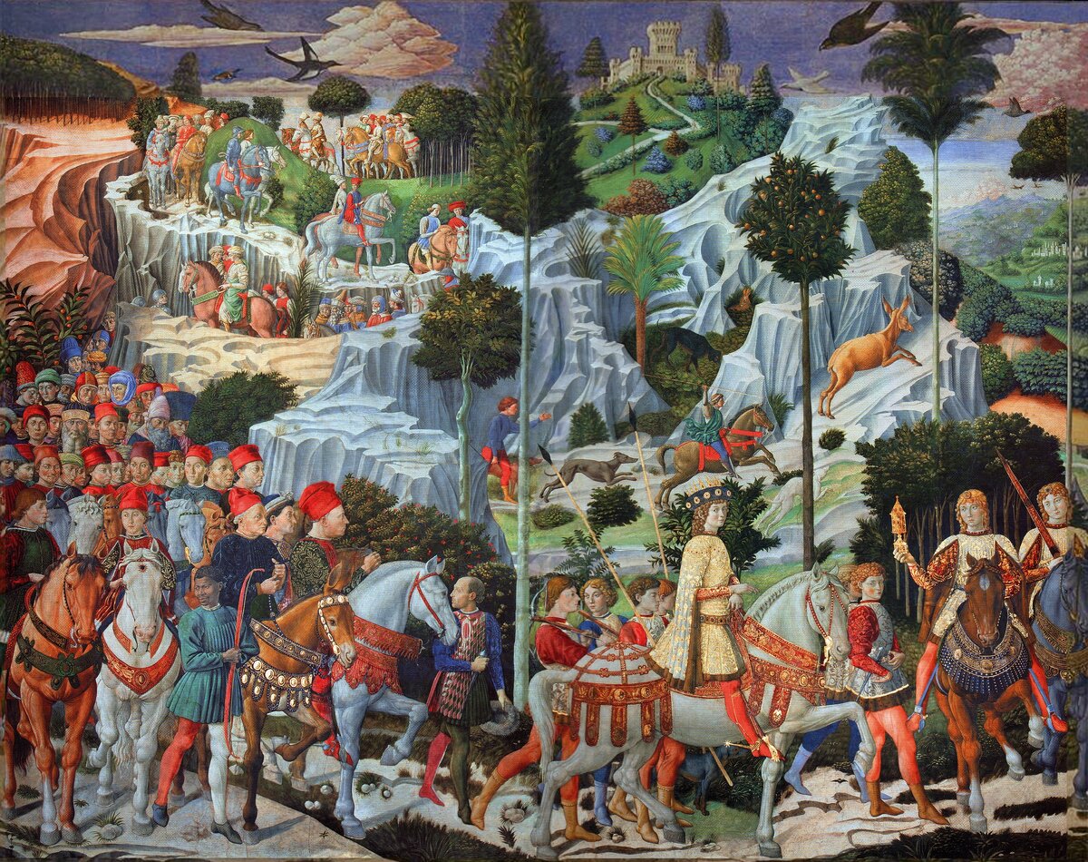 Беноццо Гоццоли. Шествие волхвов. 1459-1460. Палаццо Медичи-Риккарди, Капелла волхвов, Флоренция