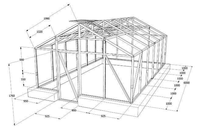 Чертеж теплицы из поликарбоната своими руками