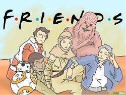 Иллюстрация типичного фанфика: персонажи новейшей трилогии "Звёздные войны" были помещены в шаблон комедийного сериала "Друзья"