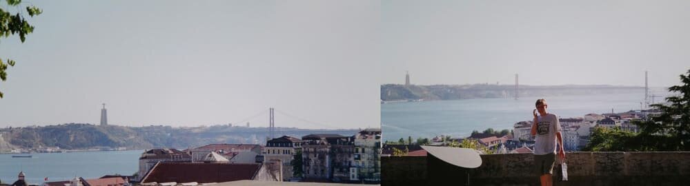 Красивые панорамы на Мост 25 апреля и статую Христа-Господа