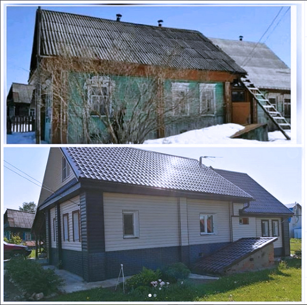 Внешние изменения дома. Новая крыша и обшивка