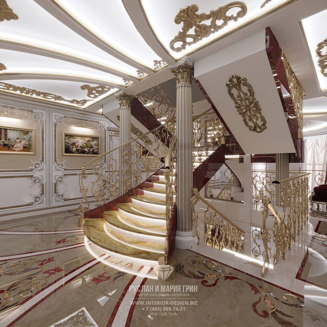 Лестничный холл элитной загородной резиденции