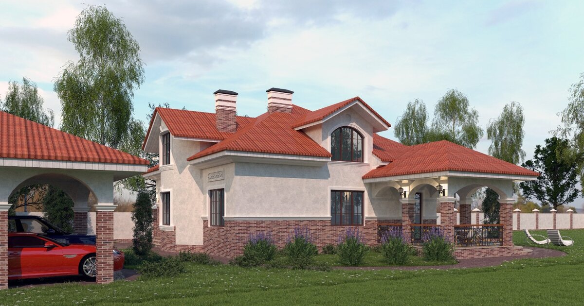 Проект дома с мансардой и террасой