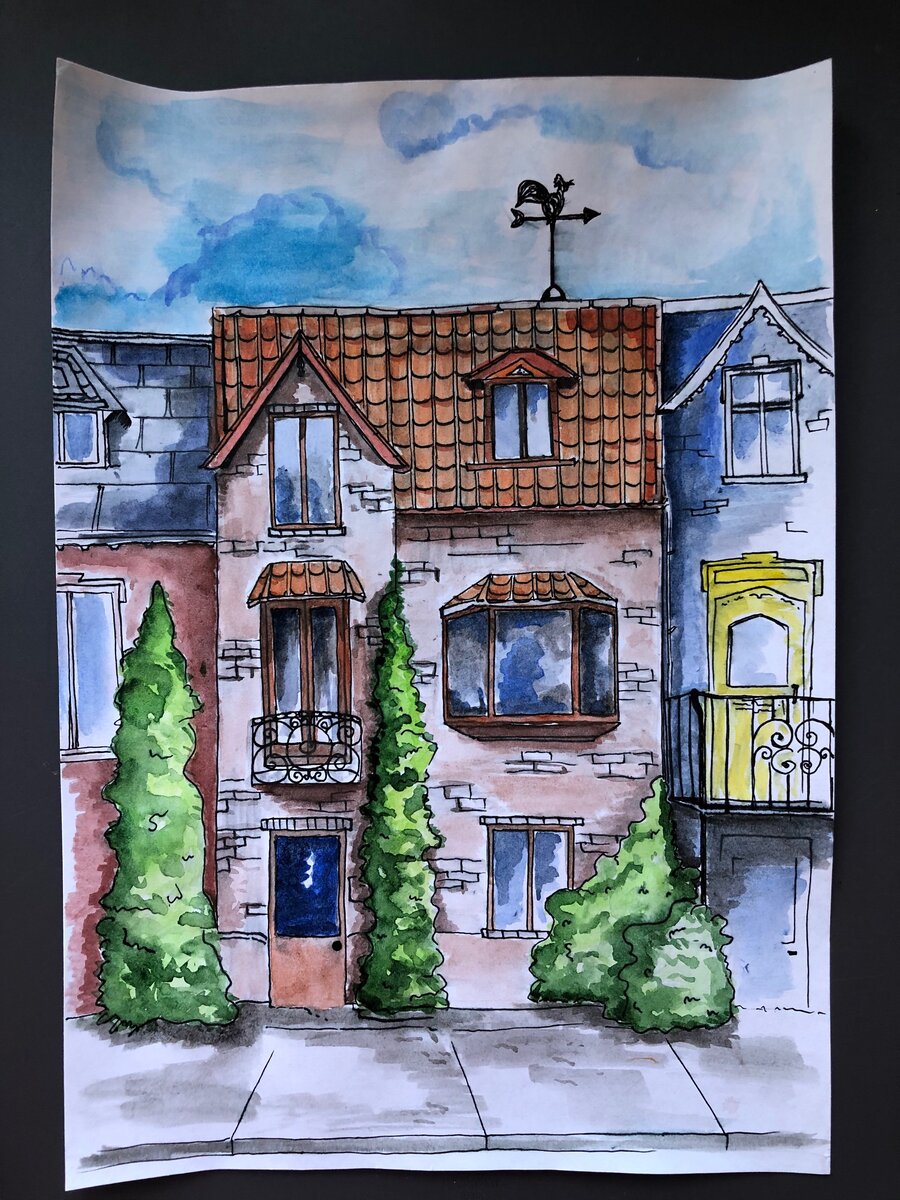 Тут я, к сожалению, не учла, что ручка от воды растекается (бросается в глаза на флюгере)