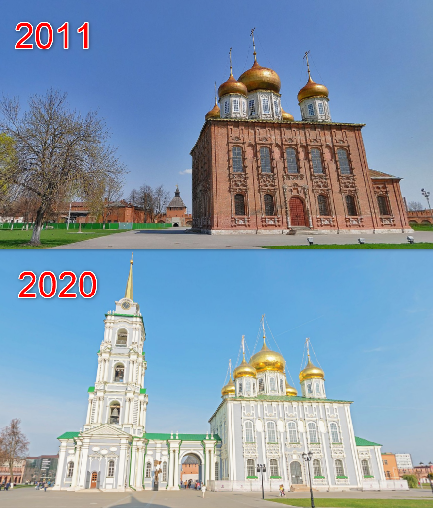 Собор теперь просто не узнать, ему вернули оригинальный цвет. Справа ещё фото.