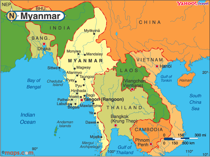 Мьянма - родина бандо. Фото с сайта https://www.worldmap1.com/amp/myanmar.asp