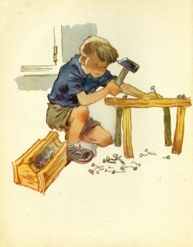 Изготовление табуретки.старая открытка.