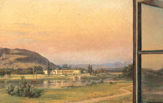 "Вид на замок Пильниц", 1823 г. Фрагмент