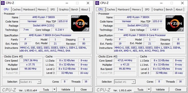 CPU-Z Ryzen 7 5800x