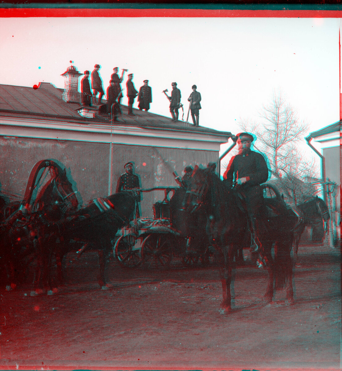 3D-анаглиф из стереопары - Пожарная команда