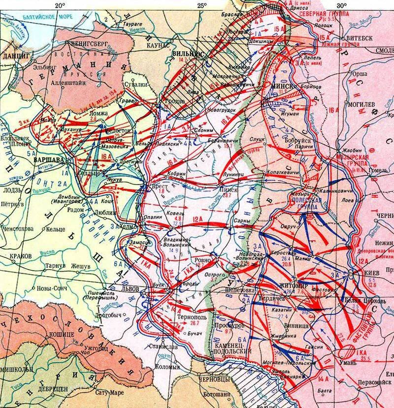 Карта военных действий в ходе советско-польской 1919-1921 гг. Из открытых источников