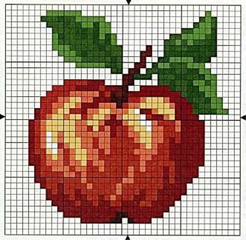 Схема вышивки: Цветущая яблоня и яблоки