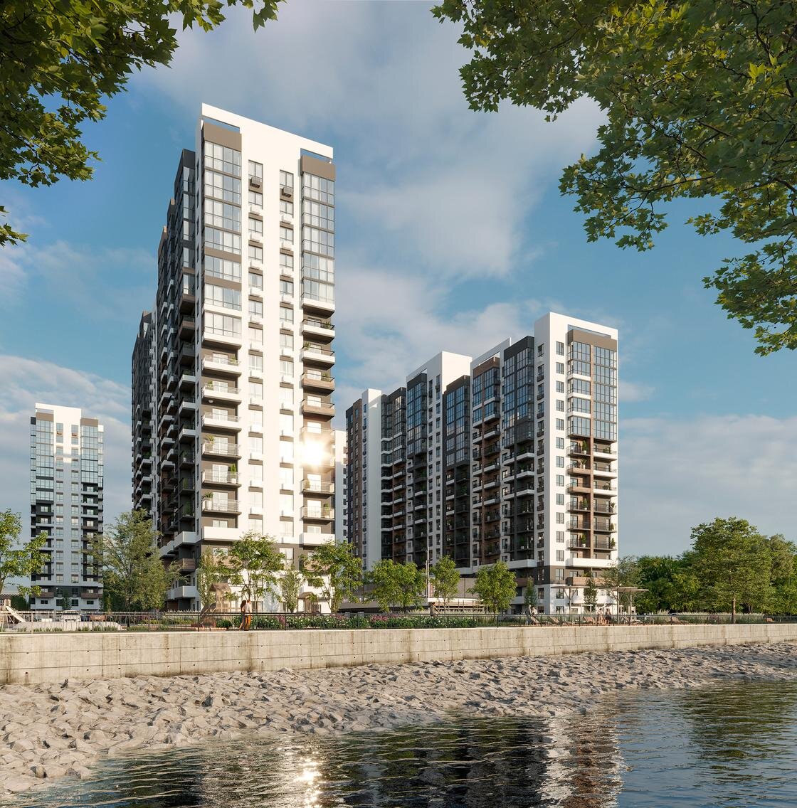 Фото ЖК со стороны реки