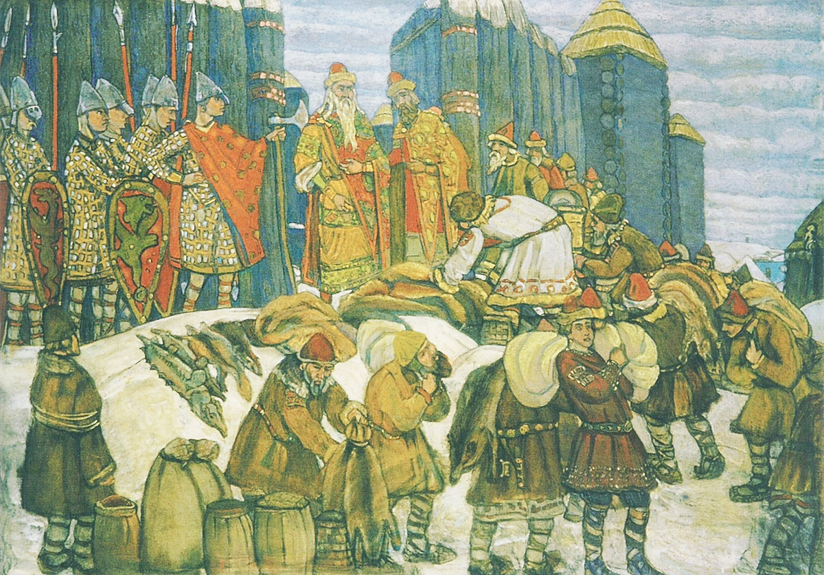 Сбор дани у населения: меха, рыба, мясо, мёд
