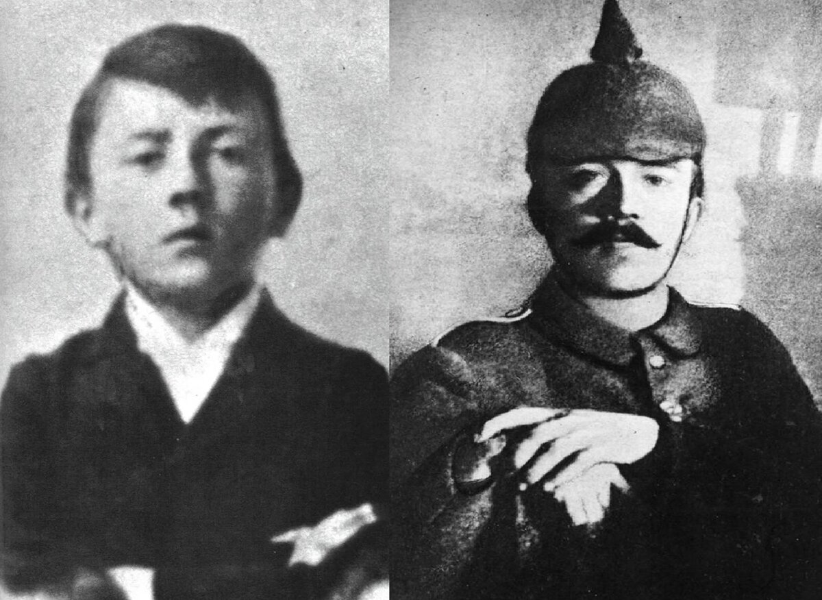 Адольф Гитлер в молодости и во время Первой мировой войны.