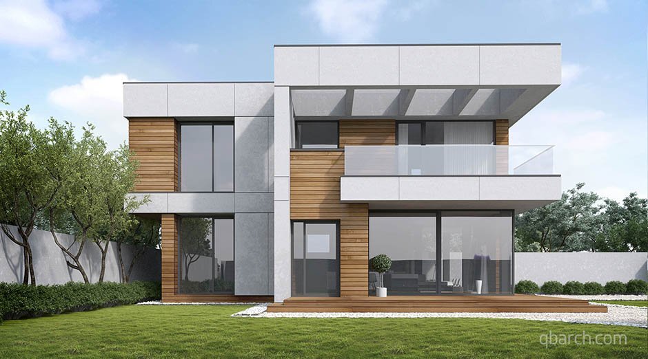 Проект дома в сровременном стиле с плоской кровлей. Архитектор Кирилл Бабеев, qb architecture
