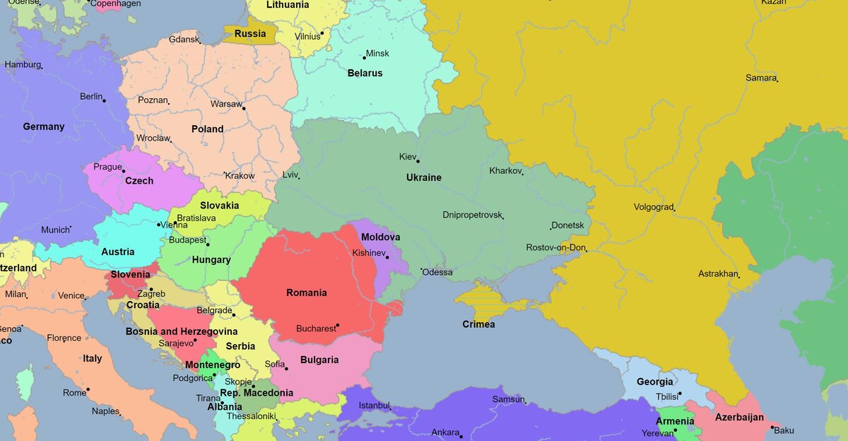 Граница Украины с Европой показать на карте.