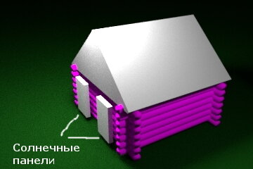 Дом с солнечными панелями (коллекторами)