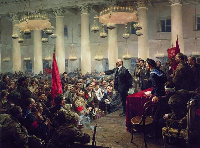 Картина «Выступление В. И. Ленина на II Всероссийском съезде Советов». Художник Владимир Серов. Фоторепродукция из открытых источников.