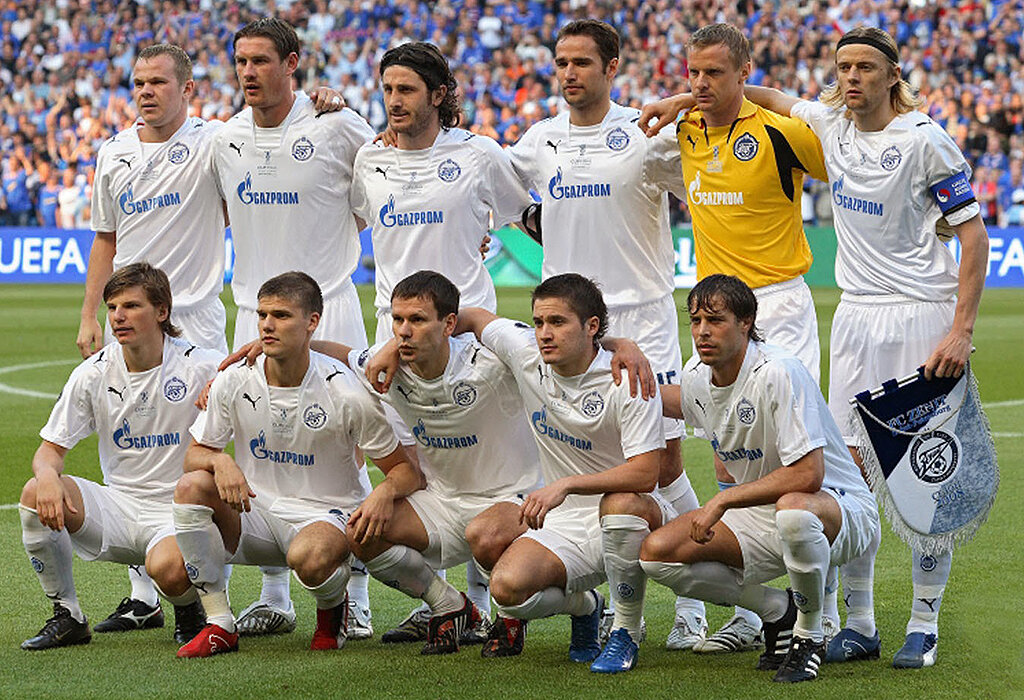 Командное фото "Зенита" сезона 2007/08. Те самые победители Лиги Европы 2008 года.