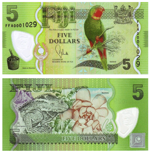 Банкнота с номиналом в 5 долларов. Страна: Фиджи