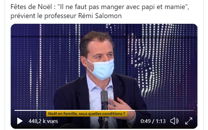 "Не стоит кушать вместе за одним столом с дедушкой и бабушкой" // Источник FranceInfo