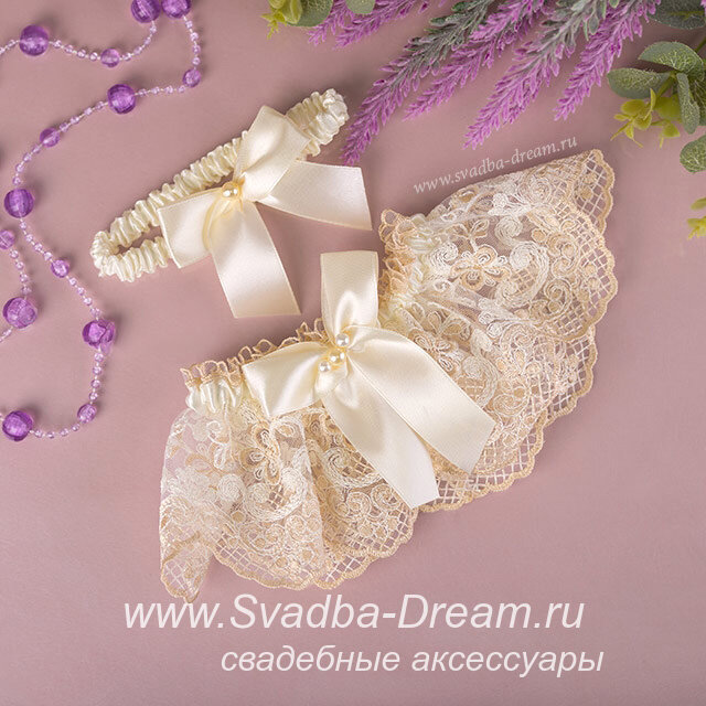 Набор подвязок для невесты "Нежное сердце"
