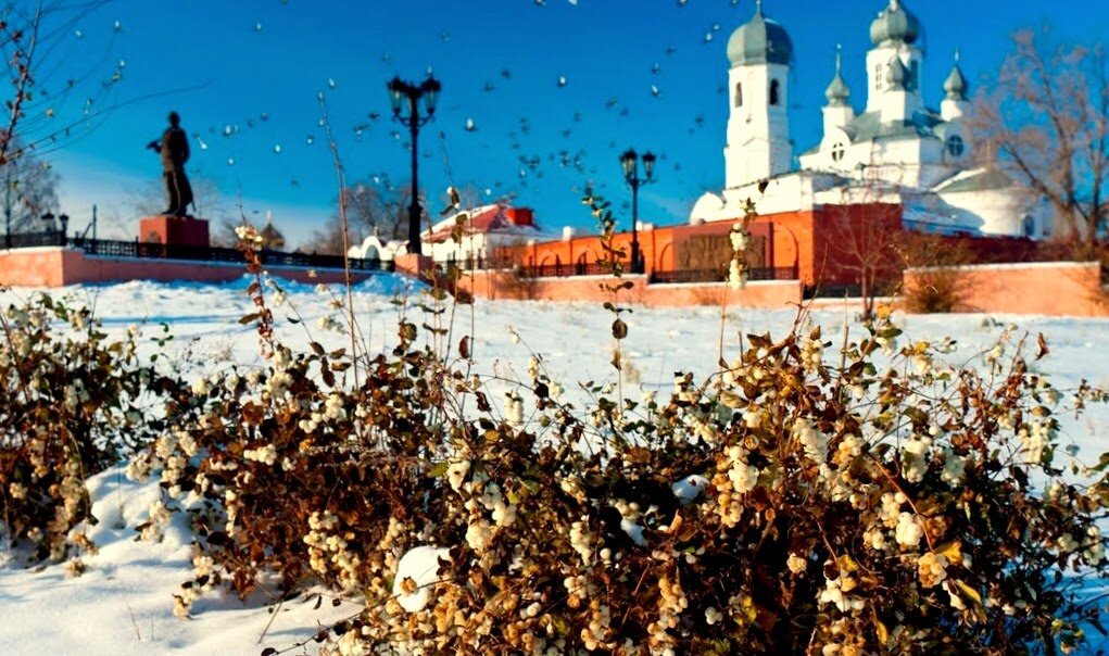 Самый солнечный город Троицк в Челябинской области, зимой.