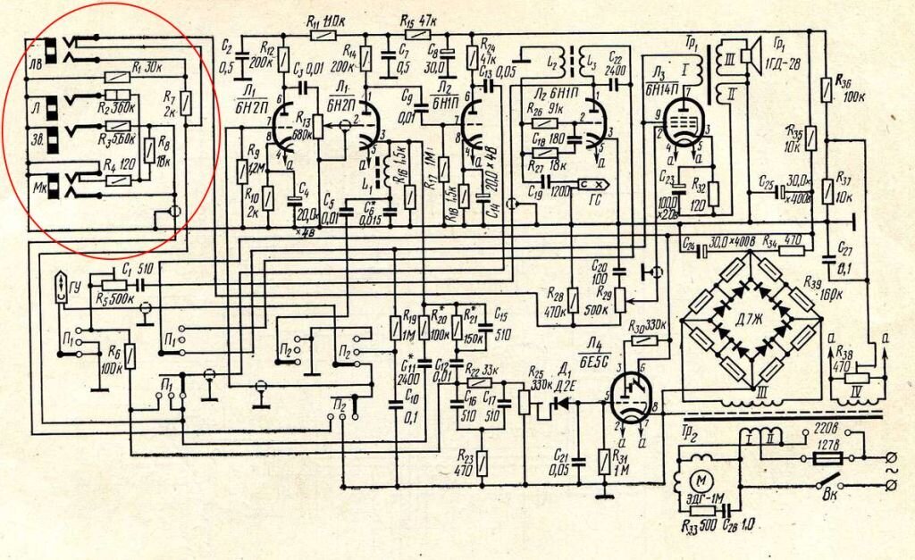 Днипро магнитофон ламповый схема